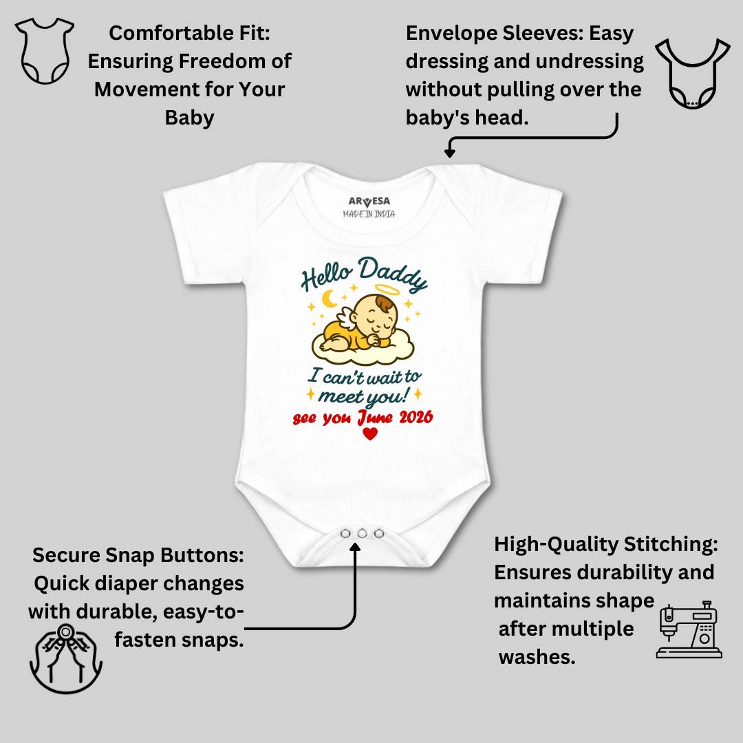 Arvesa Hello Daddy I can't Wait To Meet You Baby Boy & Girl Dress
