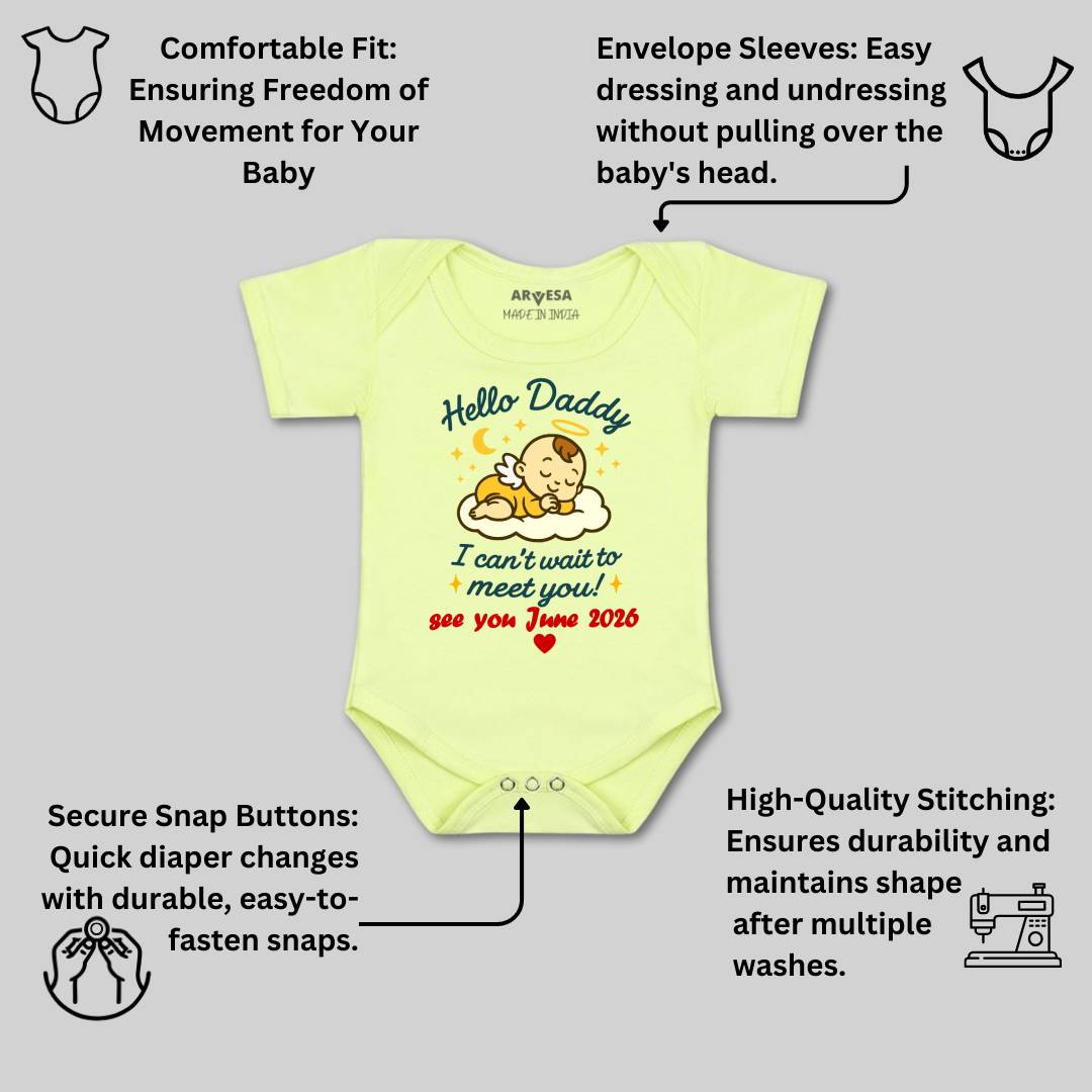 Arvesa Hello Daddy I can't Wait To Meet You Baby Boy & Girl Dress