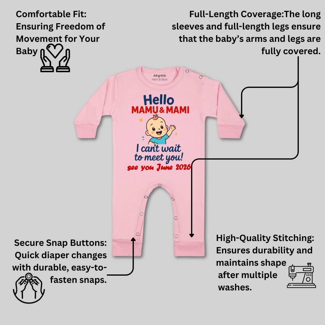 Arvesa Hello Mamu I can't Wait To Meet You Baby Boy & Girl Dress