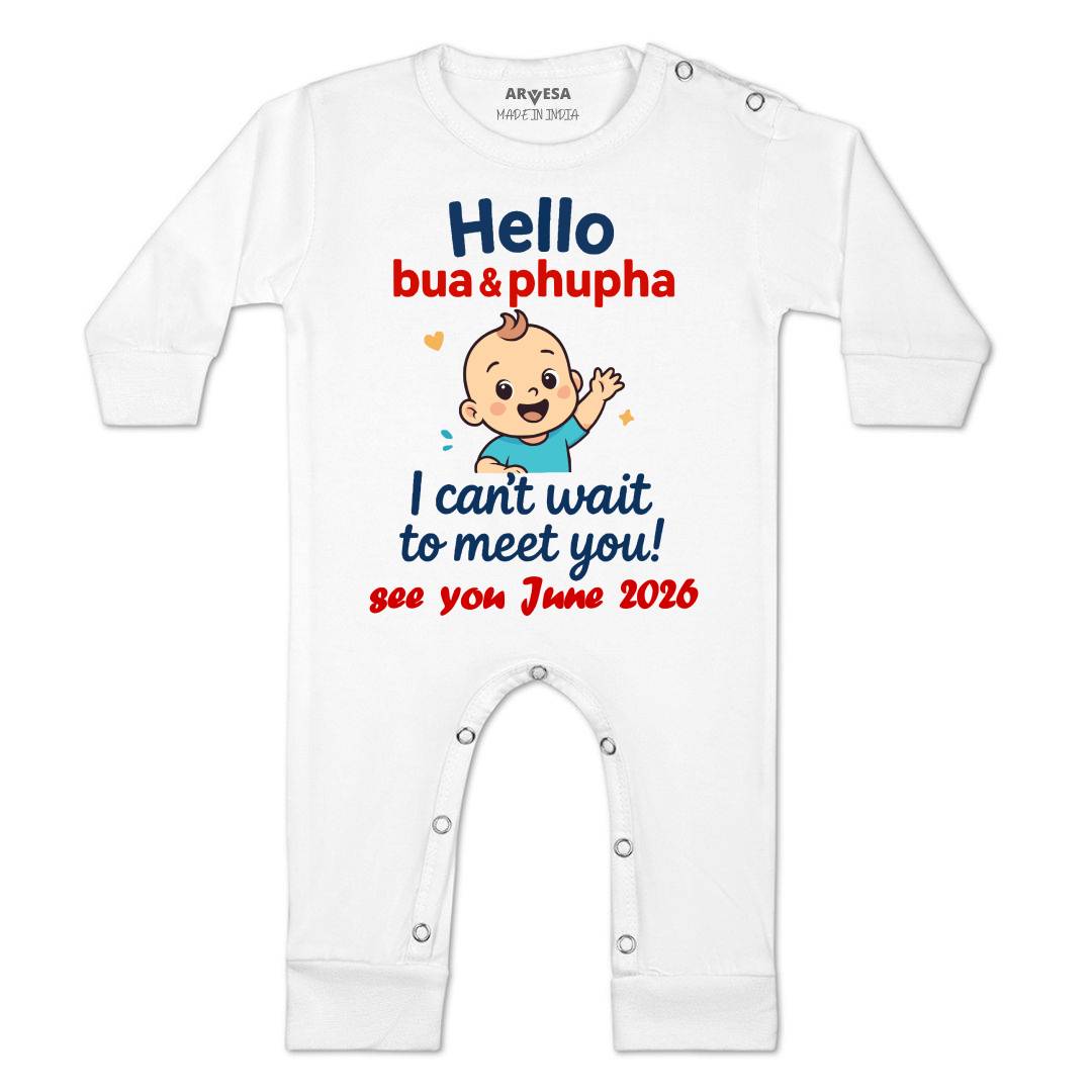 Arvesa Hello Bua I can't Wait To Meet You Baby Boy & Girl Dress