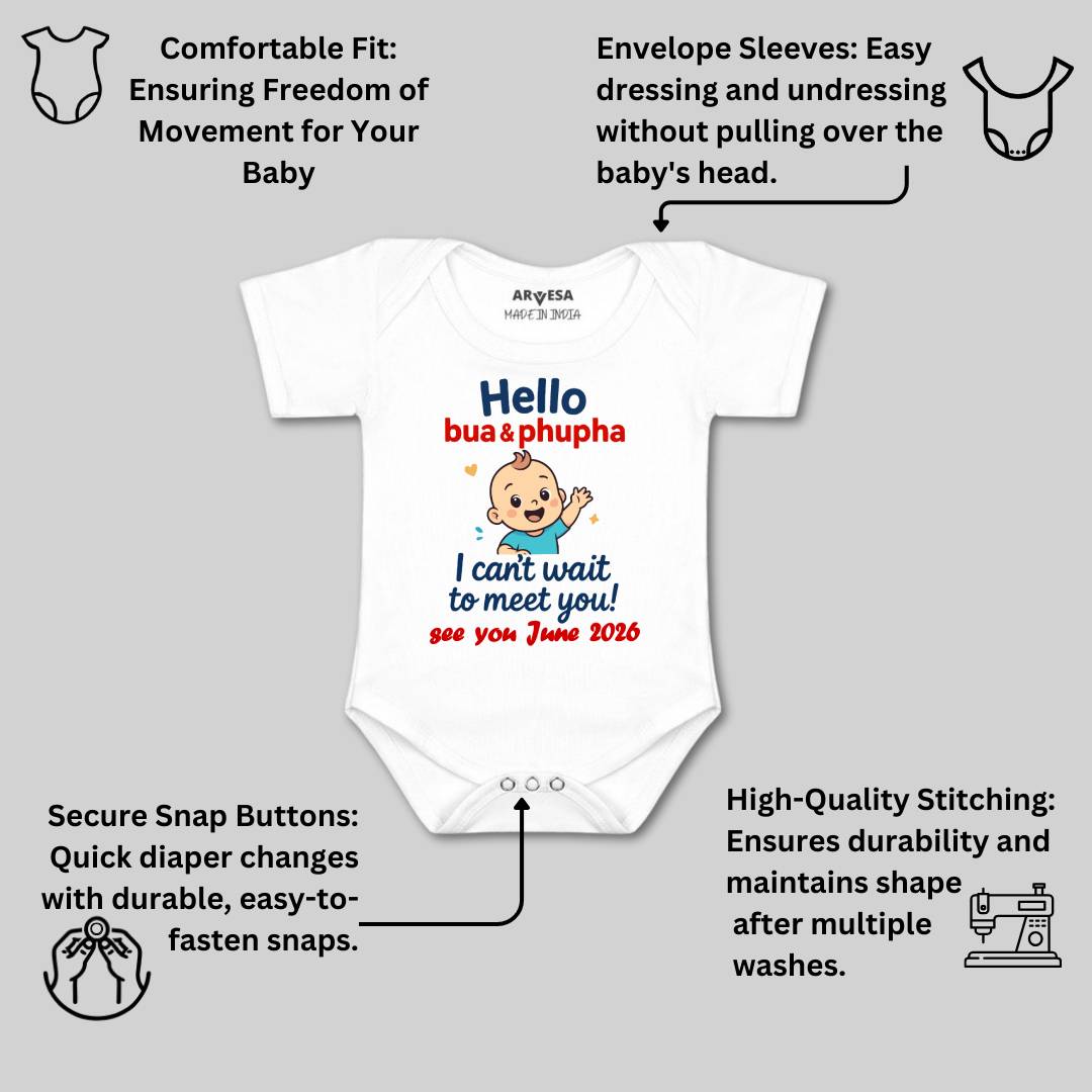 Arvesa Hello Bua I can't Wait To Meet You Baby Boy & Girl Dress