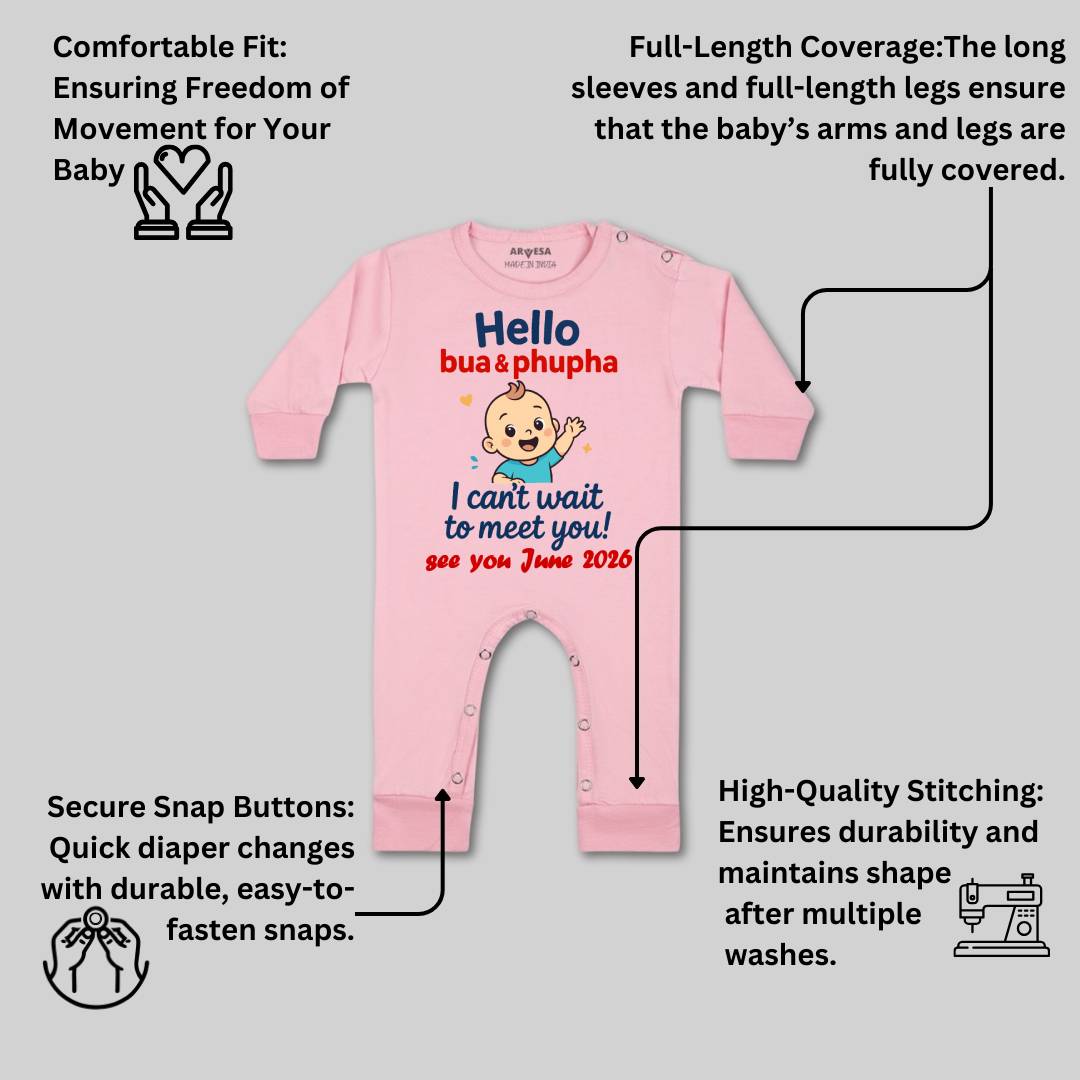 Arvesa Hello Bua I can't Wait To Meet You Baby Boy & Girl Dress