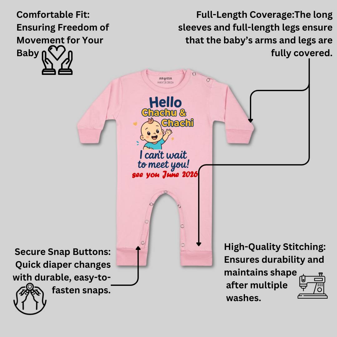 Arvesa Hello Chachu I can't Wait To Meet You Baby Boy & Girl Dress