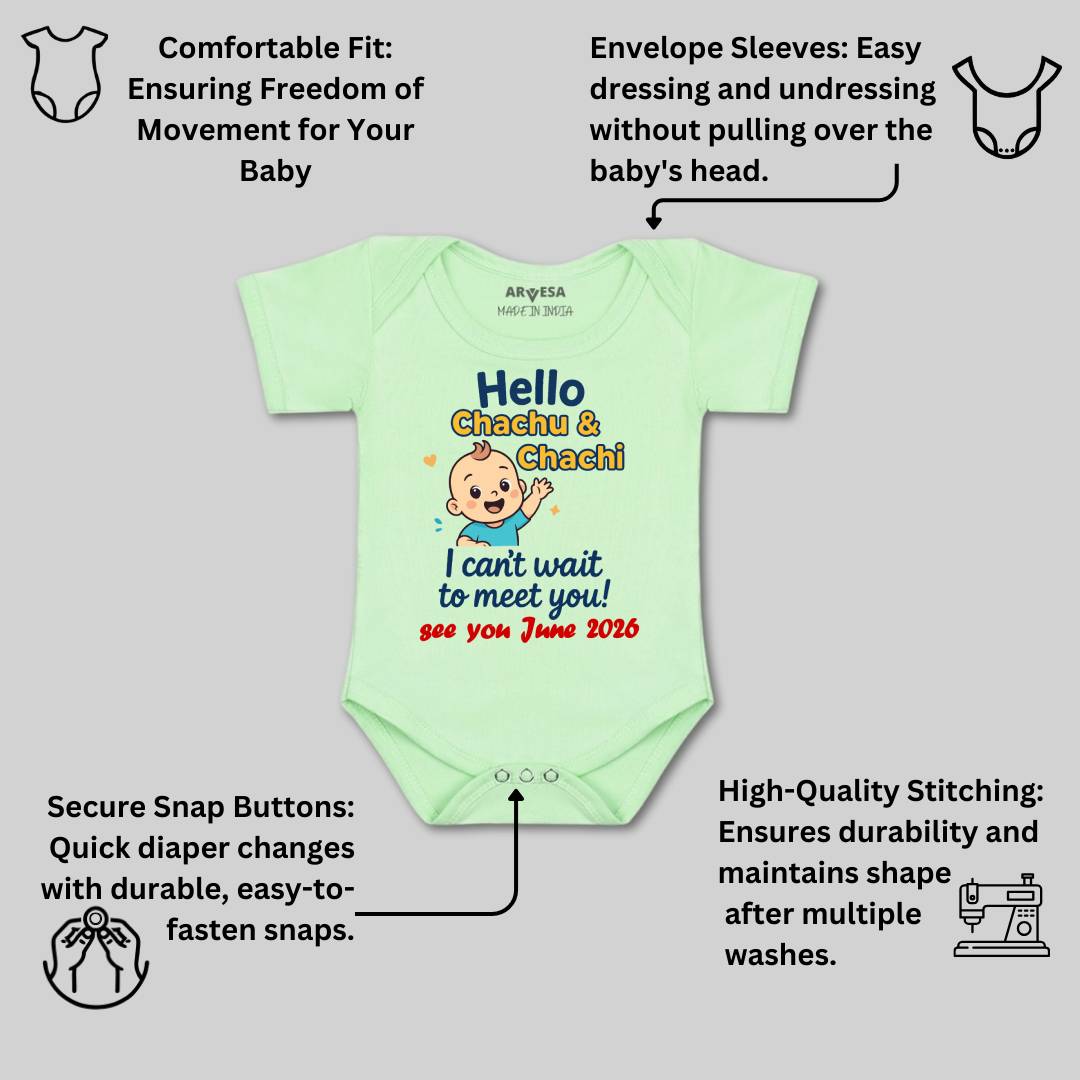 Arvesa Hello Chachu I can't Wait To Meet You Baby Boy & Girl Dress