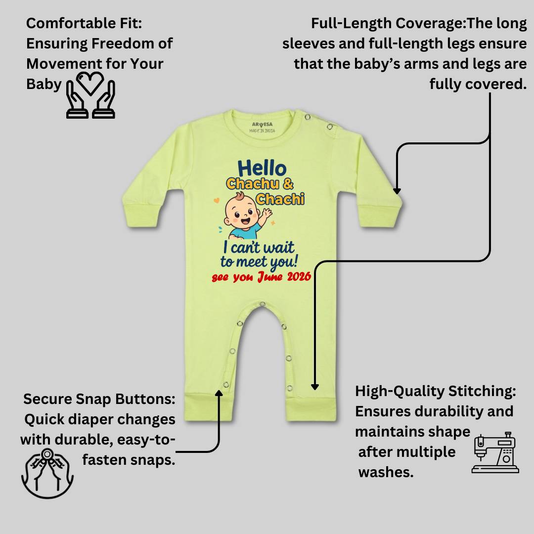 Arvesa Hello Chachu I can't Wait To Meet You Baby Boy & Girl Dress