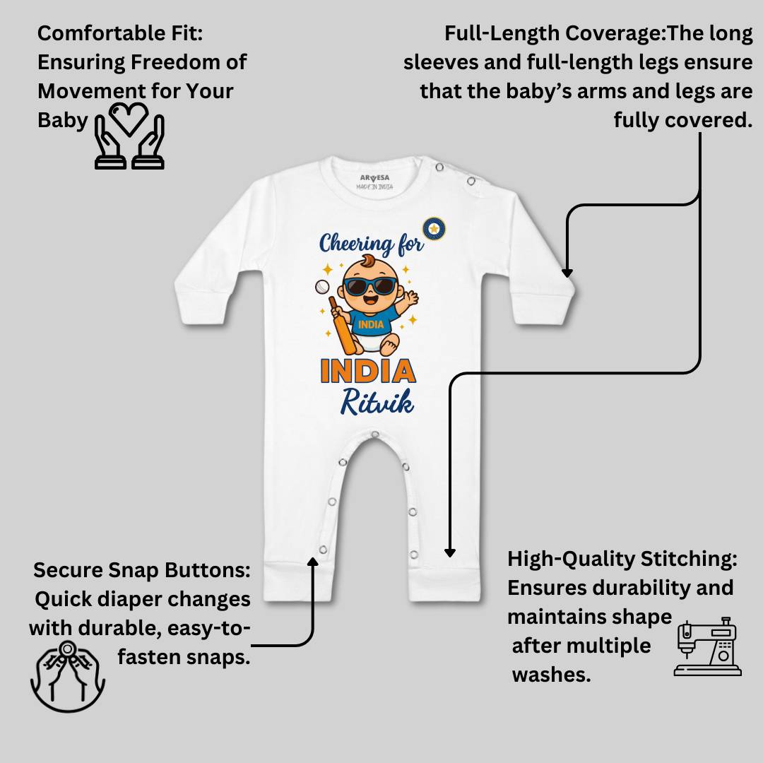 Arvesa Cheering For India Baby Boy & Girl Dress