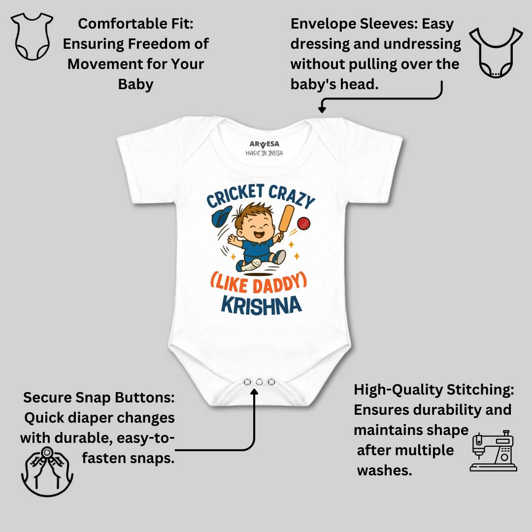 Arvesa Cricket Crazy Like Daddy Baby Boy & Girl Dress