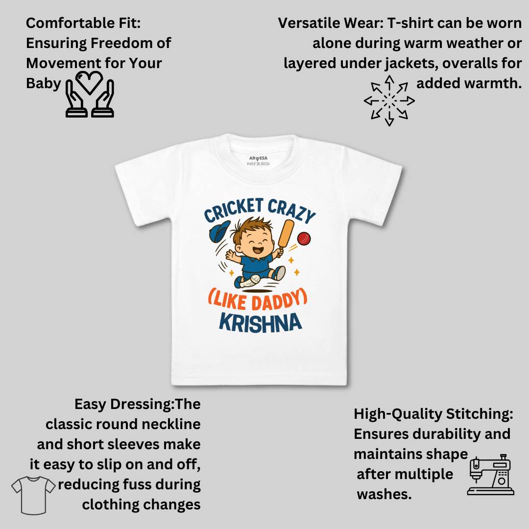 Arvesa Cricket Crazy Like Daddy Baby Boy & Girl Dress