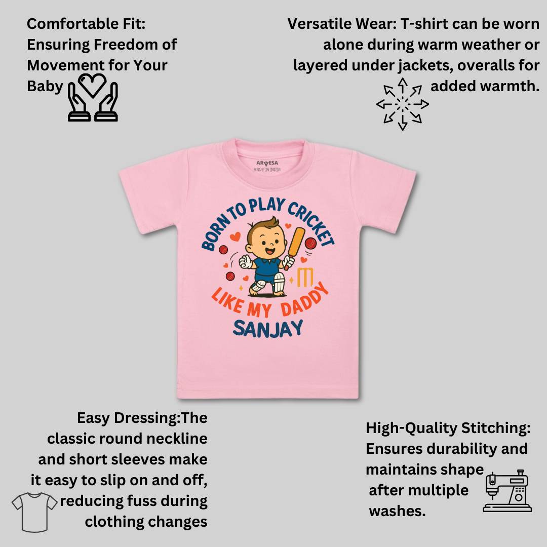 Arvesa Born To Play Cricket Baby Boy & Girl Dress