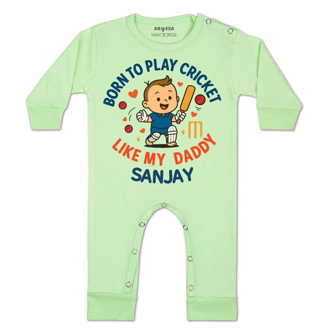 Arvesa Born To Play Cricket Baby Boy & Girl Dress