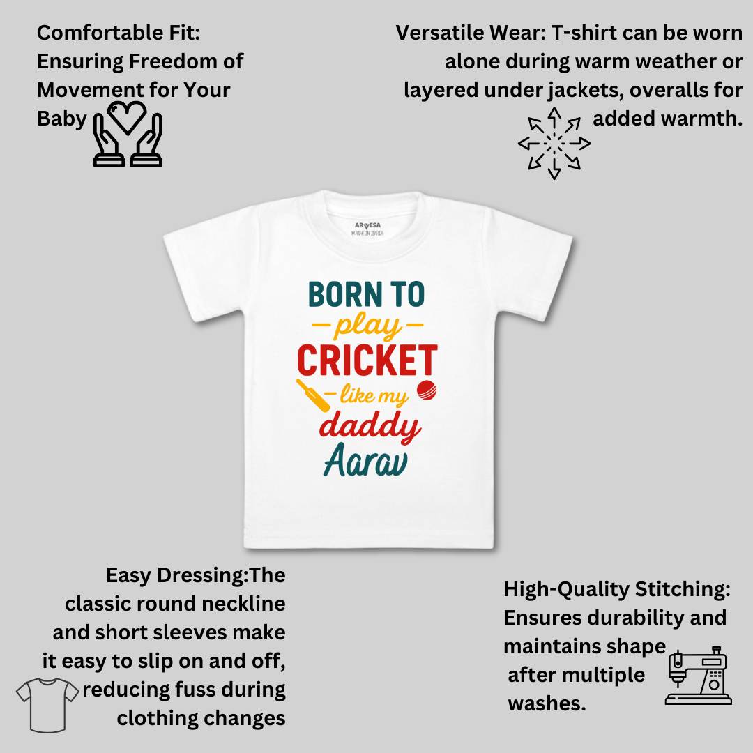 Arvesa Born To Play Cricket Baby Boy & Girl Dress