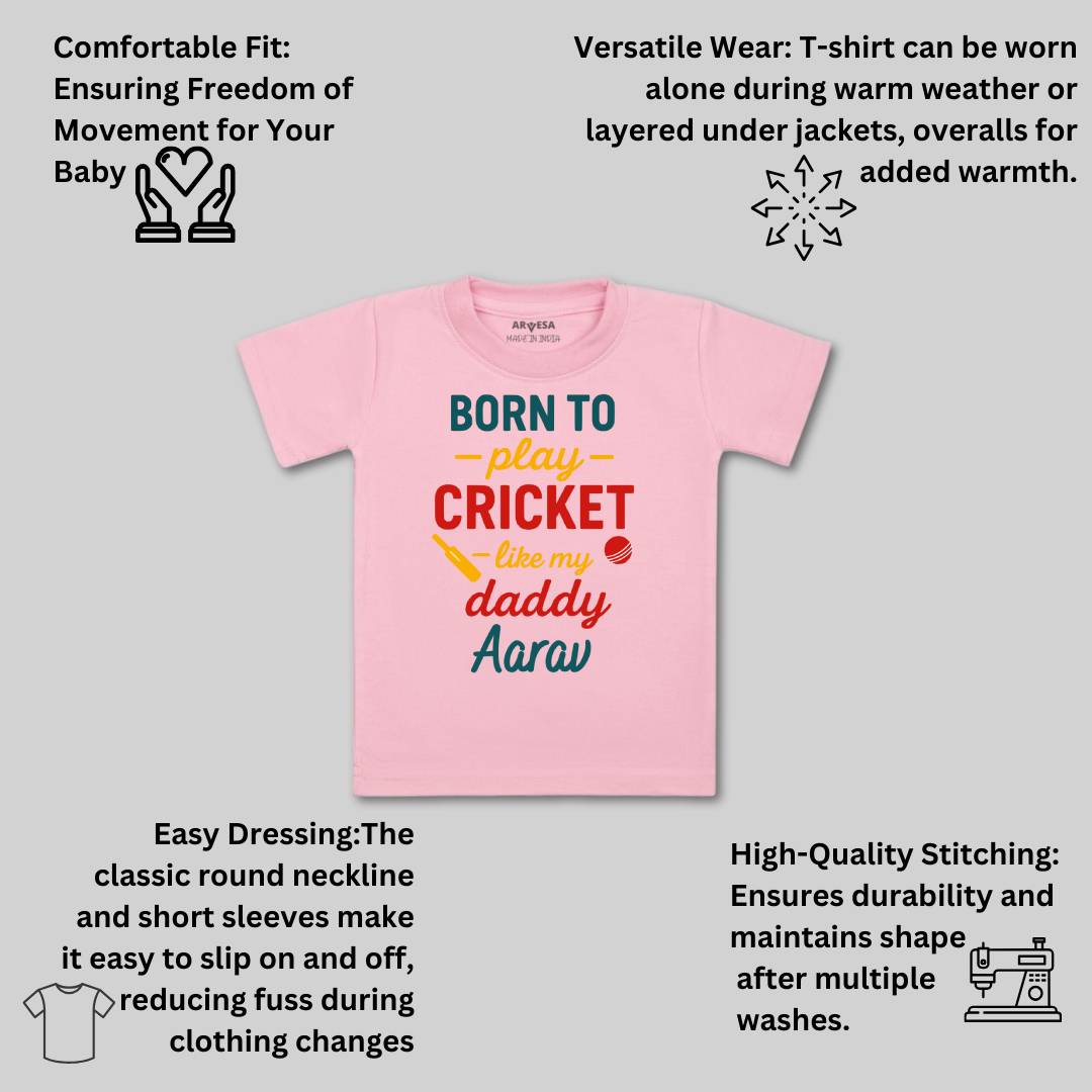 Arvesa Born To Play Cricket Baby Boy & Girl Dress