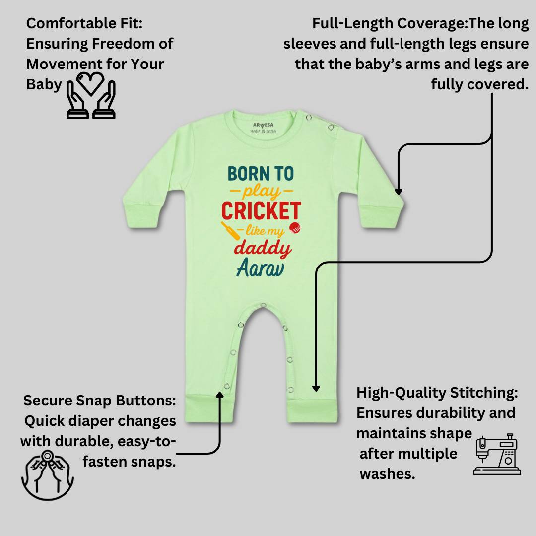 Arvesa Born To Play Cricket Baby Boy & Girl Dress