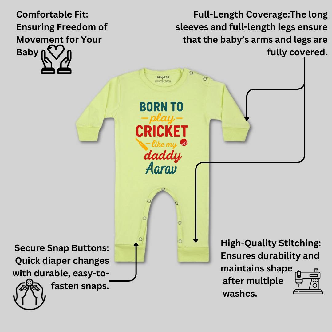 Arvesa Born To Play Cricket Baby Boy & Girl Dress