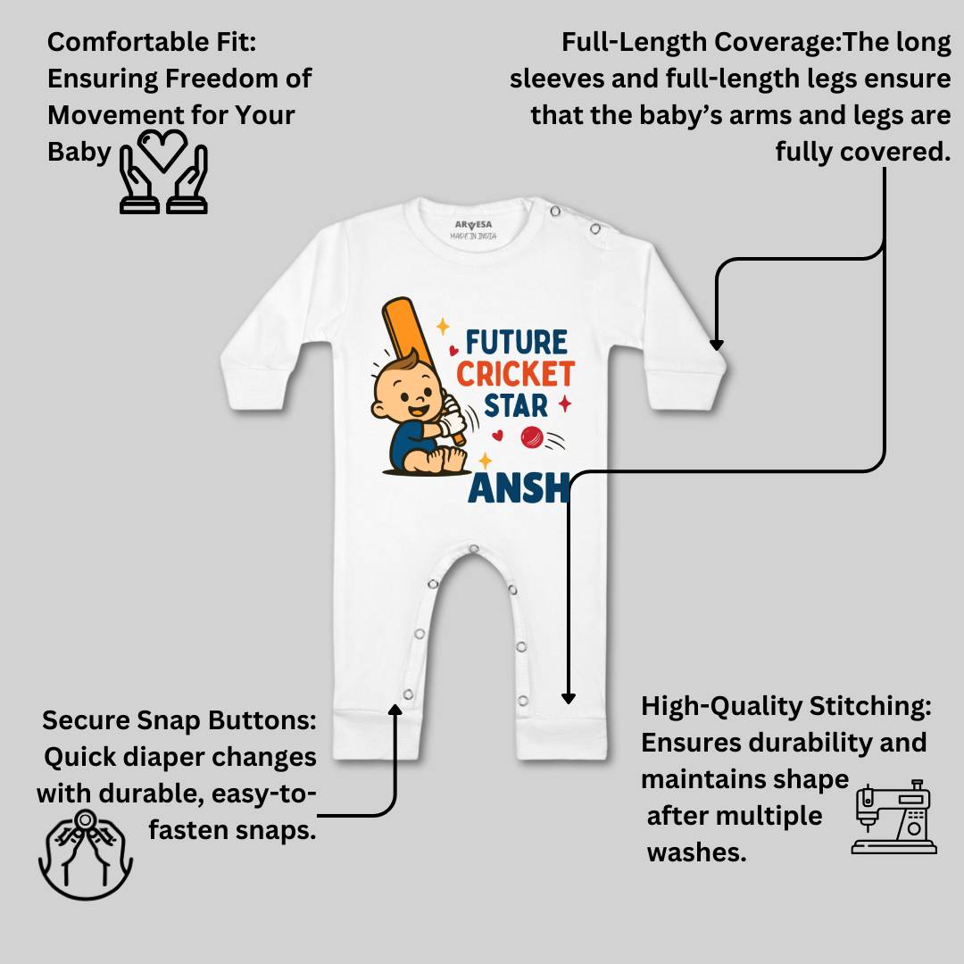 Arvesa Future Cricketer Star Baby Boy & Girl Dress