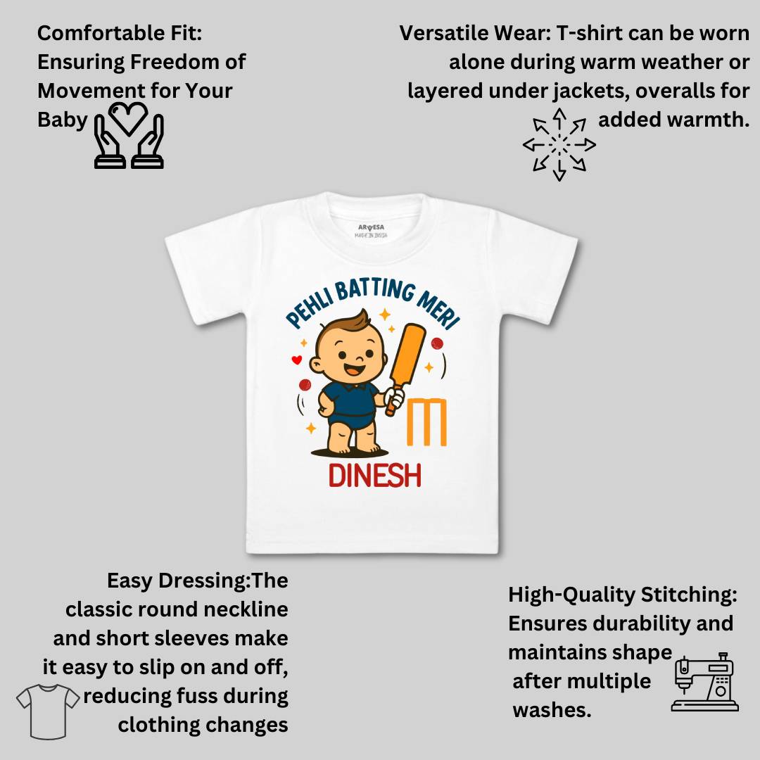 Arvesa Pehli Batting Meri Baby Boy & Girl Dress