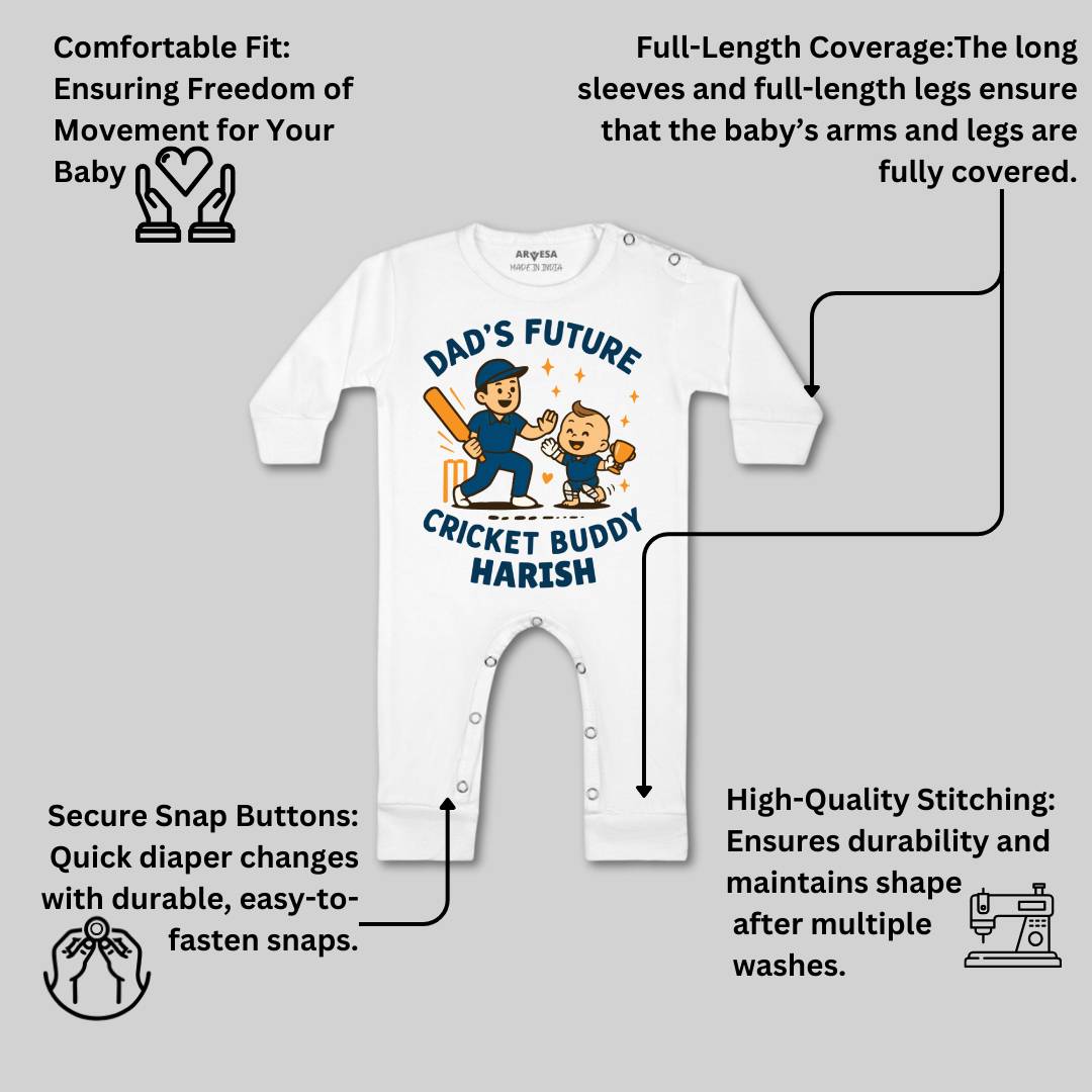 Arvesa Dad's Future Cricket Buddy Baby Boy & Girl Dress