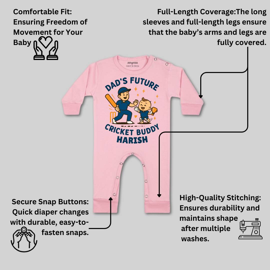 Arvesa Dad's Future Cricket Buddy Baby Boy & Girl Dress