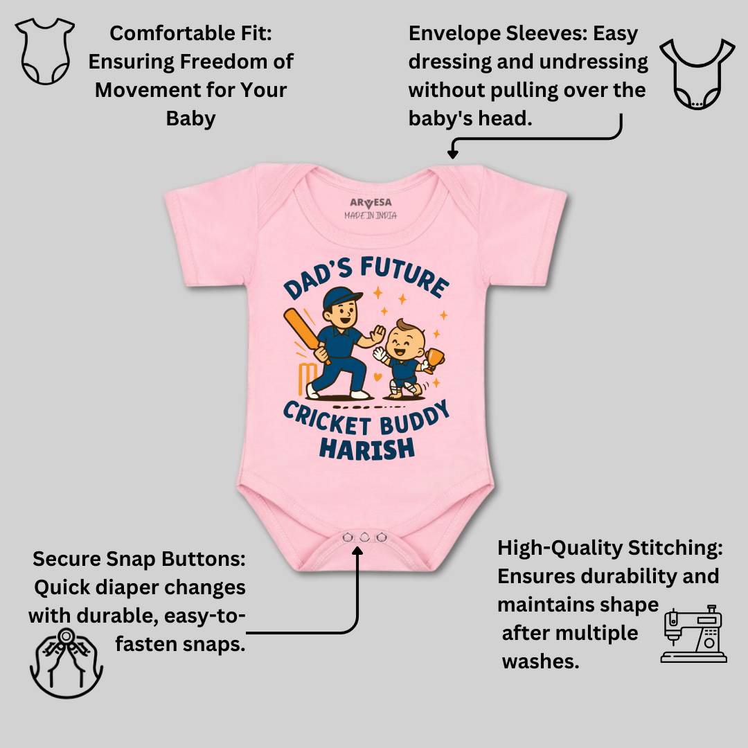 Arvesa Dad's Future Cricket Buddy Baby Boy & Girl Dress