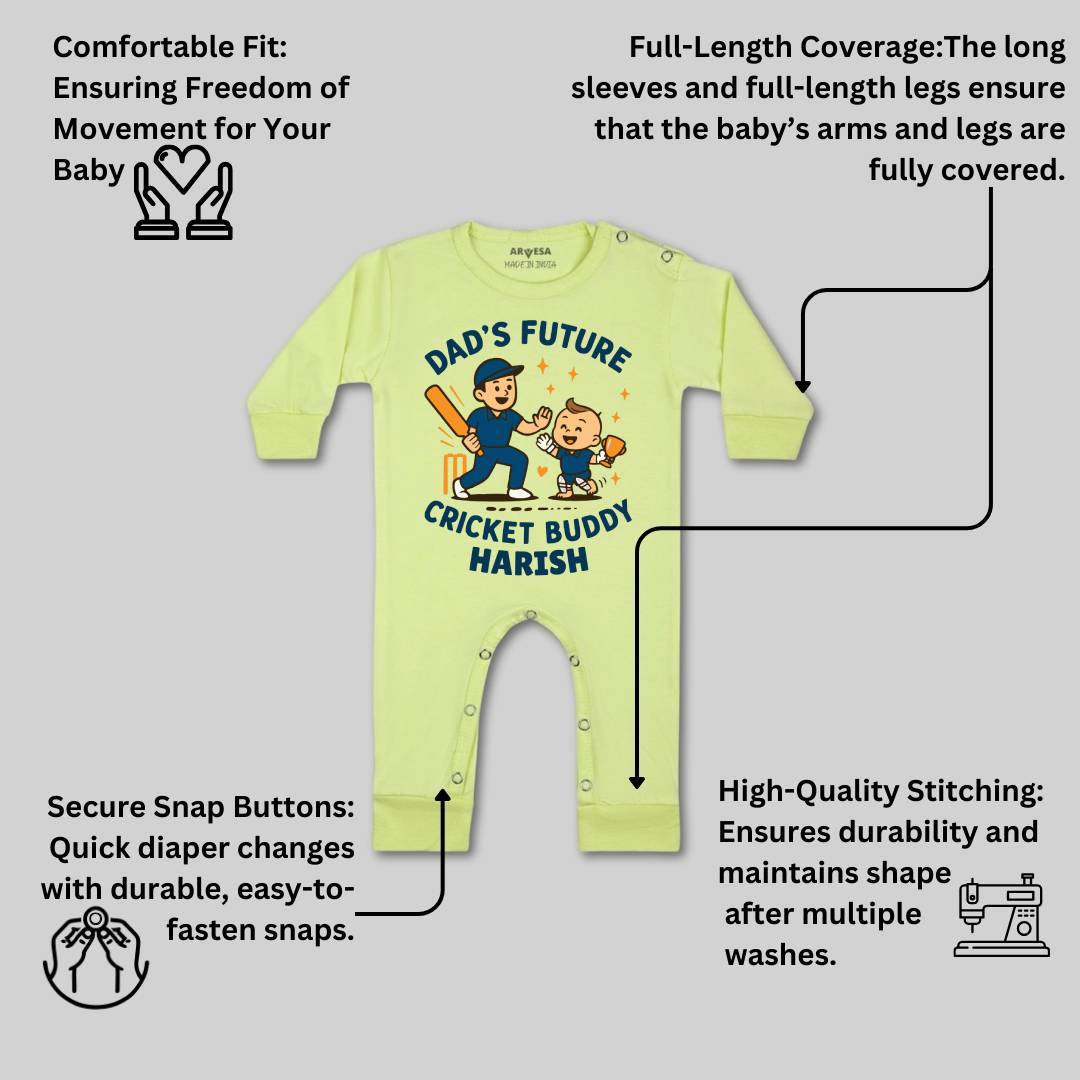 Arvesa Dad's Future Cricket Buddy Baby Boy & Girl Dress