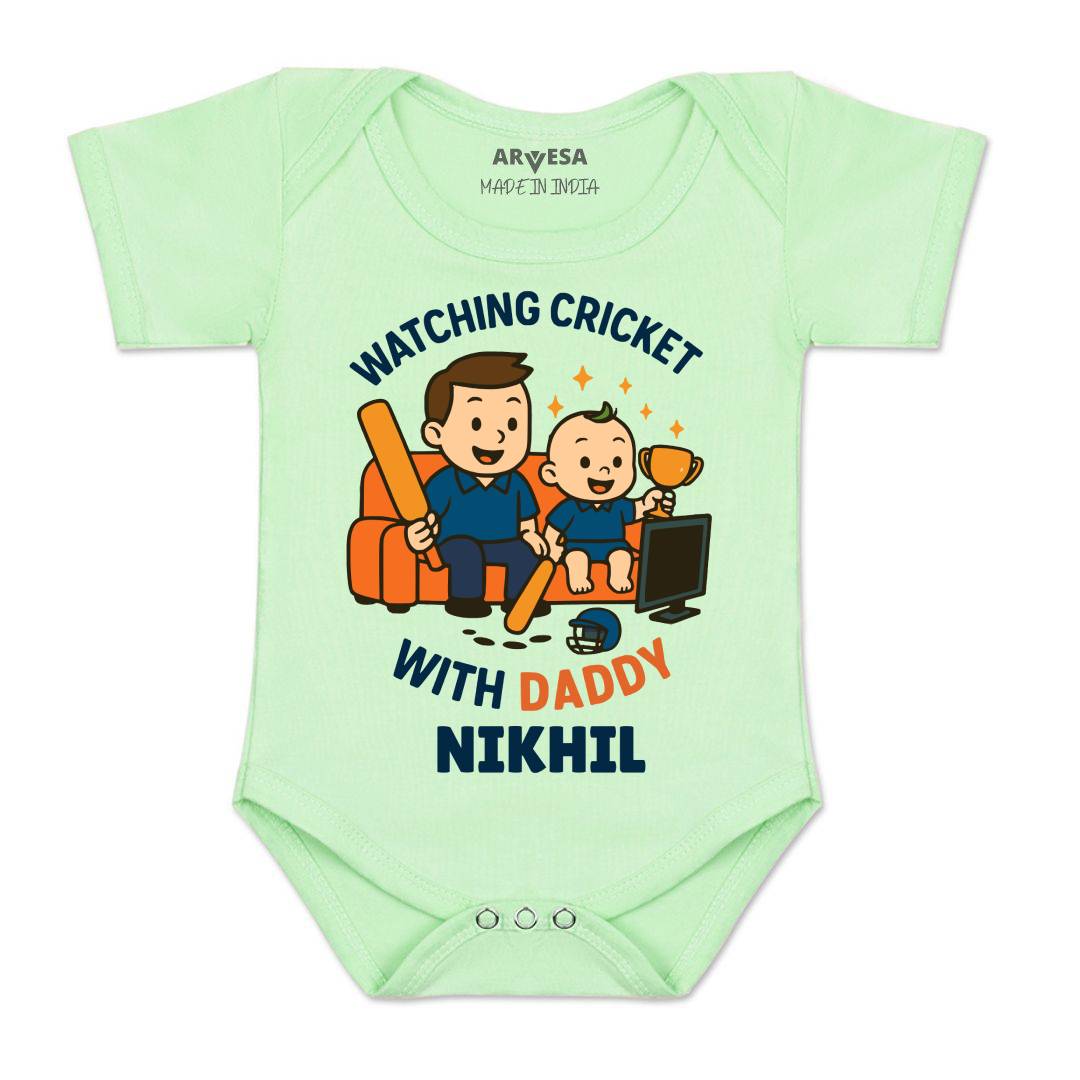 Arvesa Watching Cricket With Daddy Baby Boy & Girl Dress