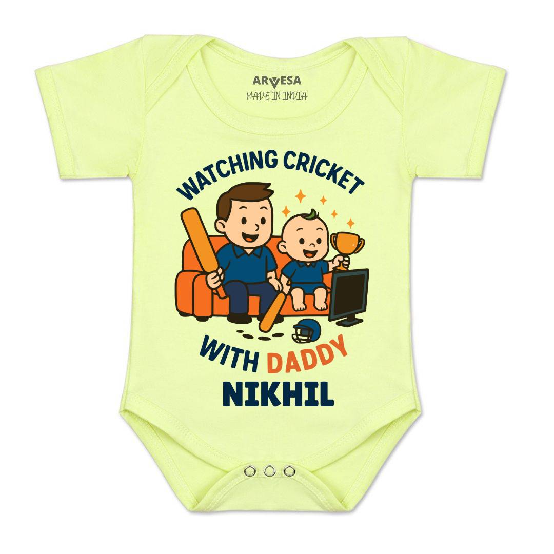 Arvesa Watching Cricket With Daddy Baby Boy & Girl Dress