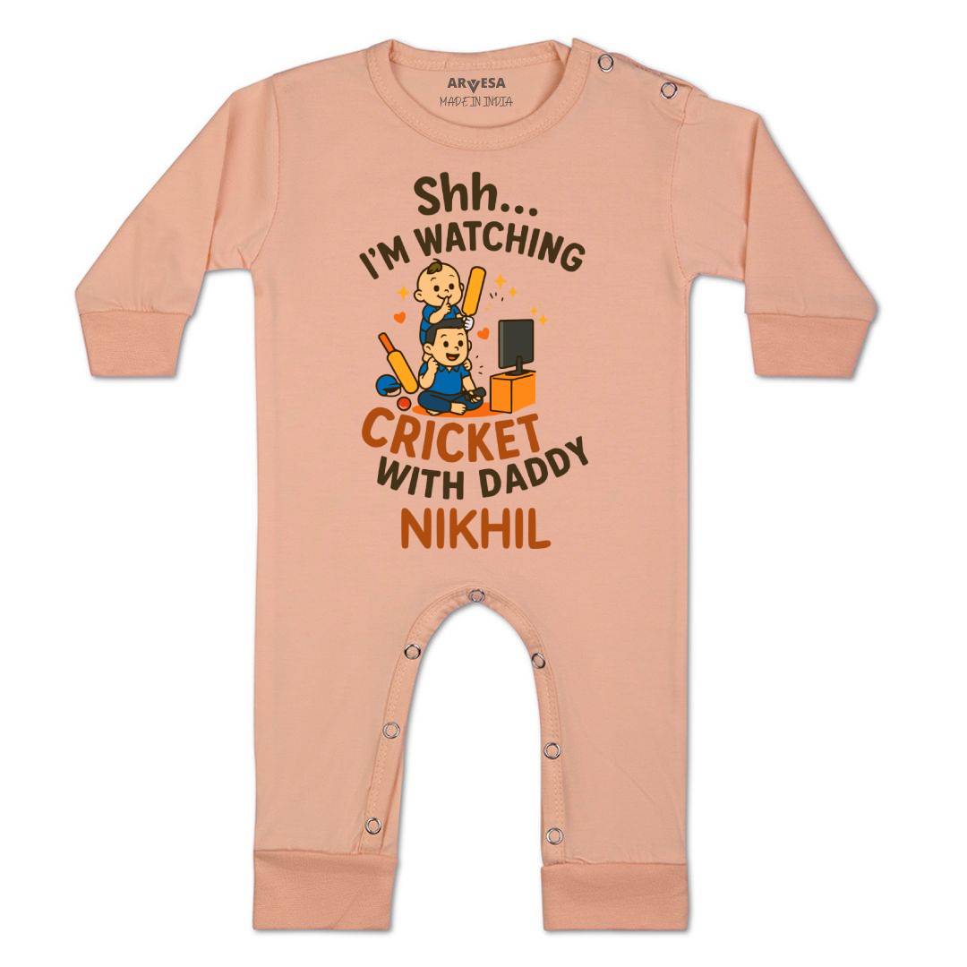 Arvesa Shh I'm Watching Cricket With Daddy Baby Boy & Girl Dress