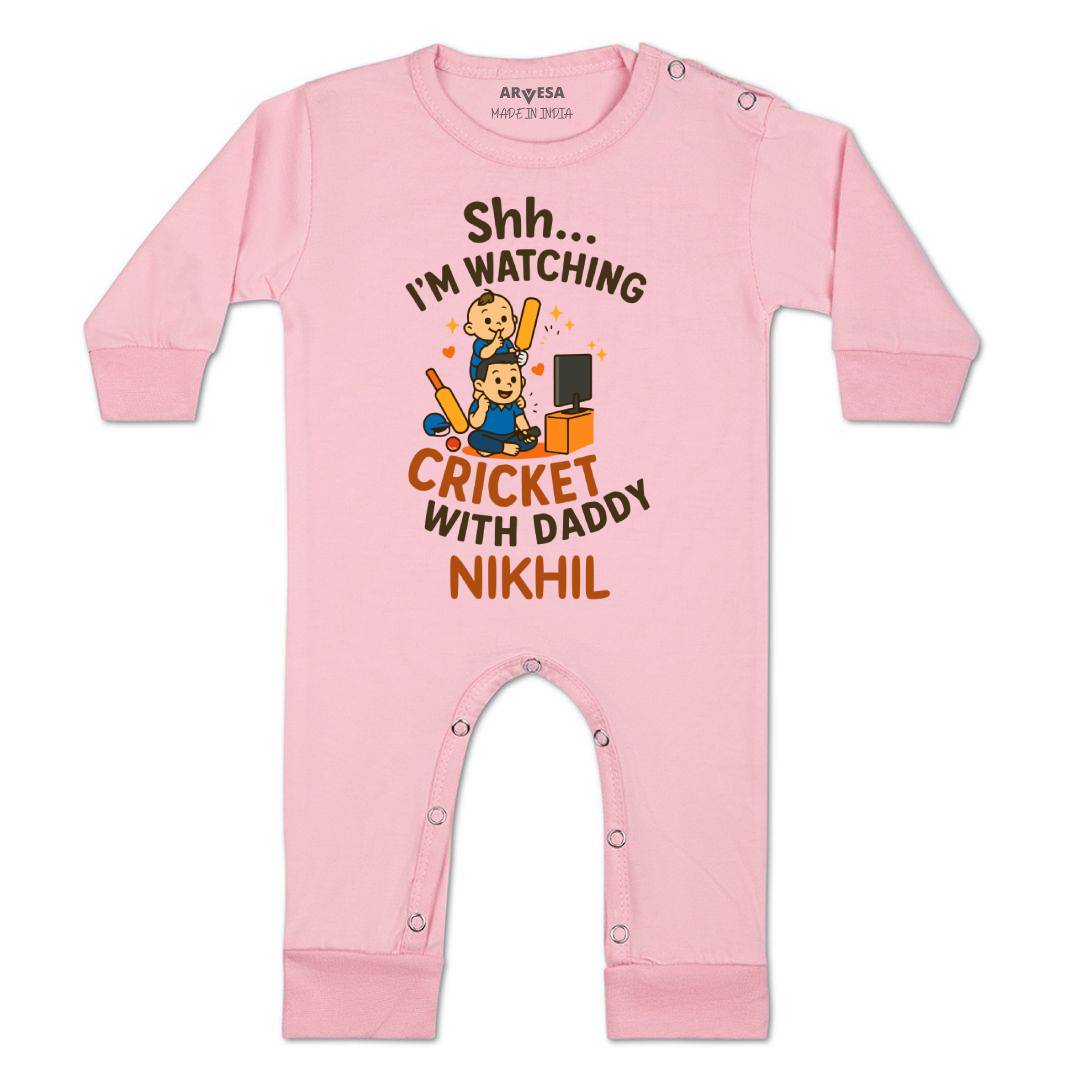 Arvesa Shh I'm Watching Cricket With Daddy Baby Boy & Girl Dress