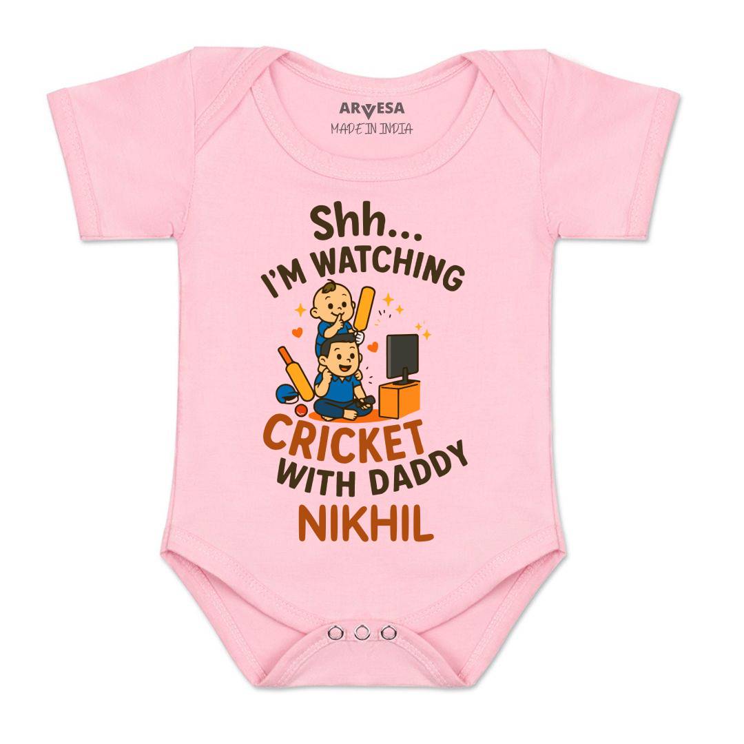 Arvesa Shh I'm Watching Cricket With Daddy Baby Boy & Girl Dress