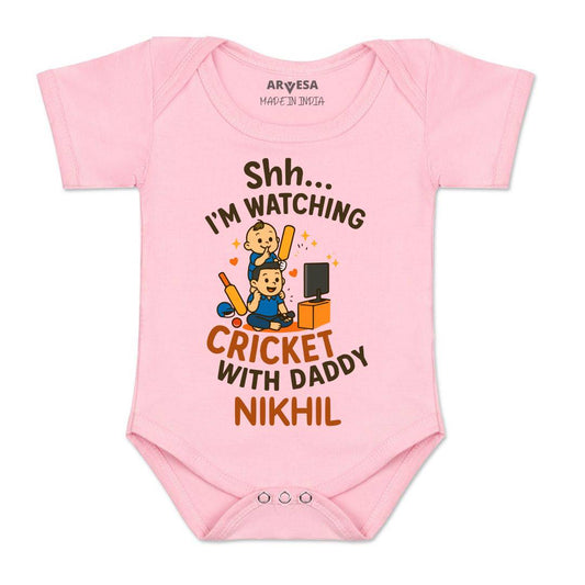 Arvesa Shh I'm Watching Cricket With Daddy Baby Boy & Girl Dress