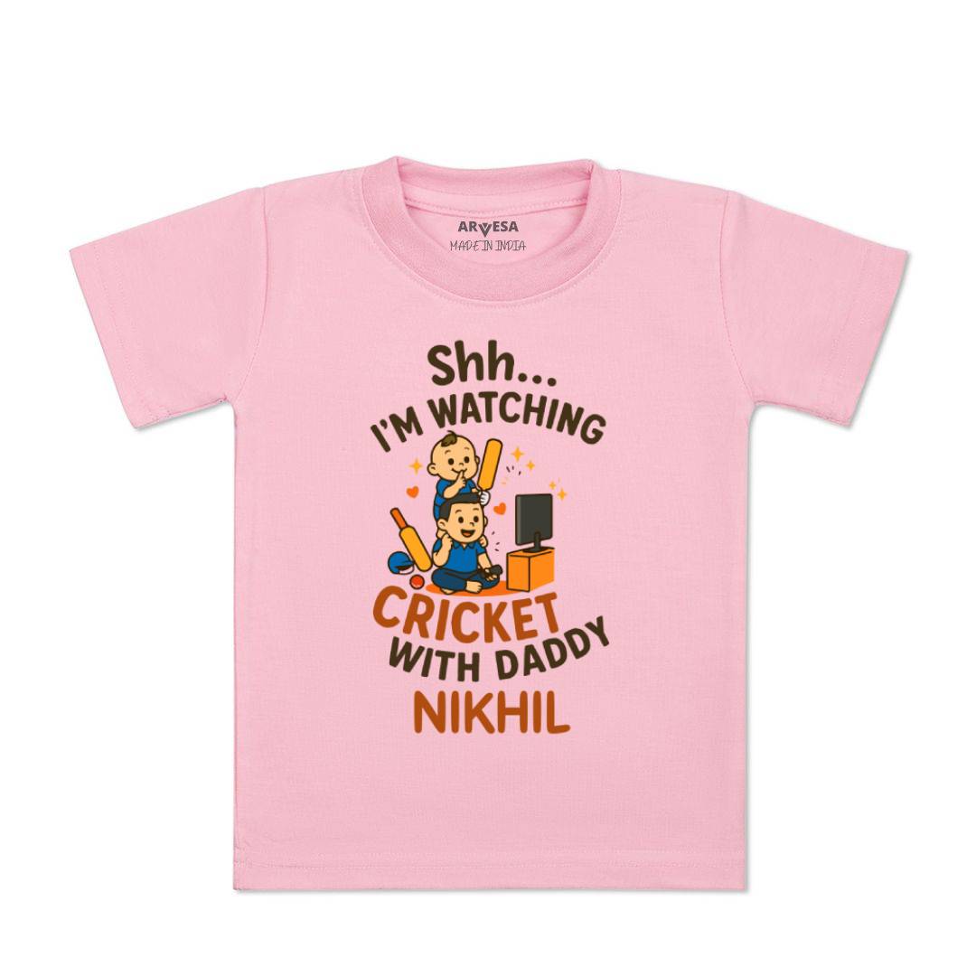 Arvesa Shh I'm Watching Cricket With Daddy Baby Boy & Girl Dress