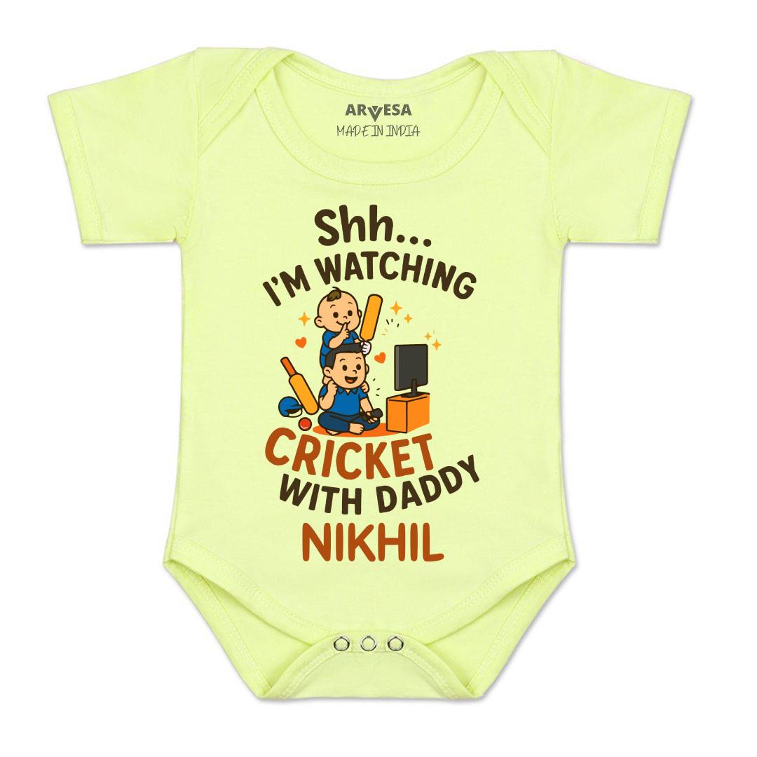 Arvesa Shh I'm Watching Cricket With Daddy Baby Boy & Girl Dress