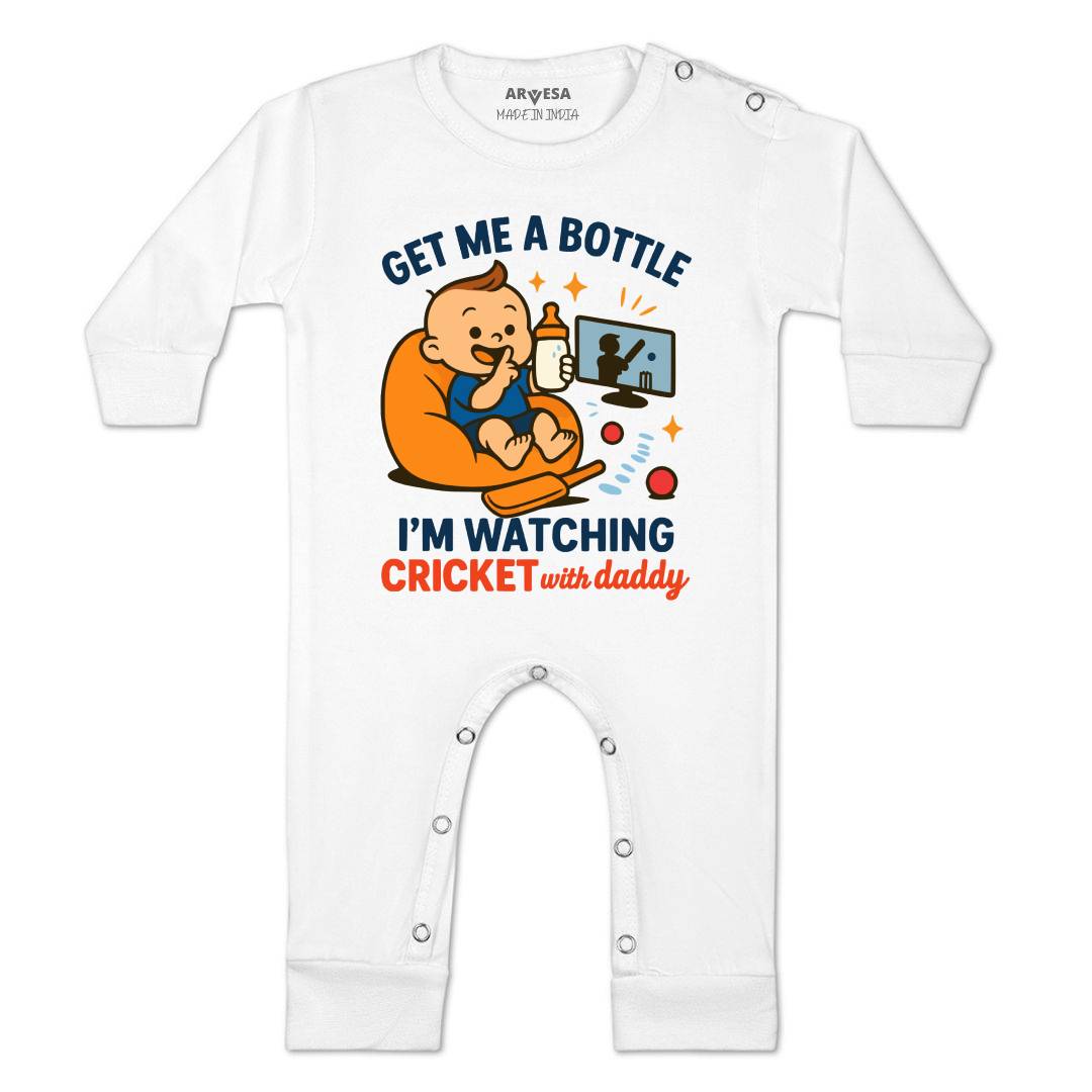 Arvesa I'm Watching Cricket With Daddy Baby Boy & Girl Dress