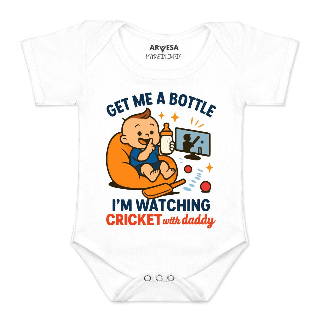 Arvesa I'm Watching Cricket With Daddy Baby Boy & Girl Dress