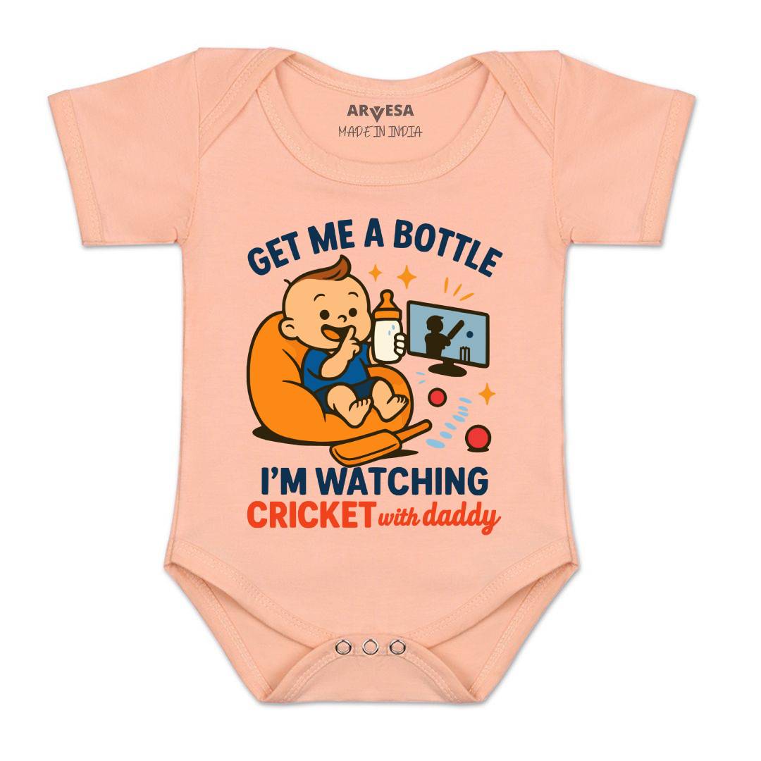 Arvesa I'm Watching Cricket With Daddy Baby Boy & Girl Dress