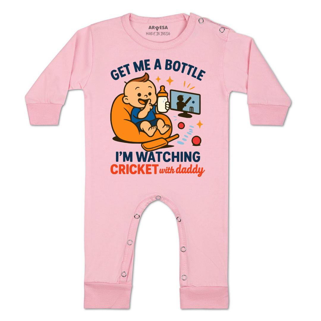 Arvesa I'm Watching Cricket With Daddy Baby Boy & Girl Dress