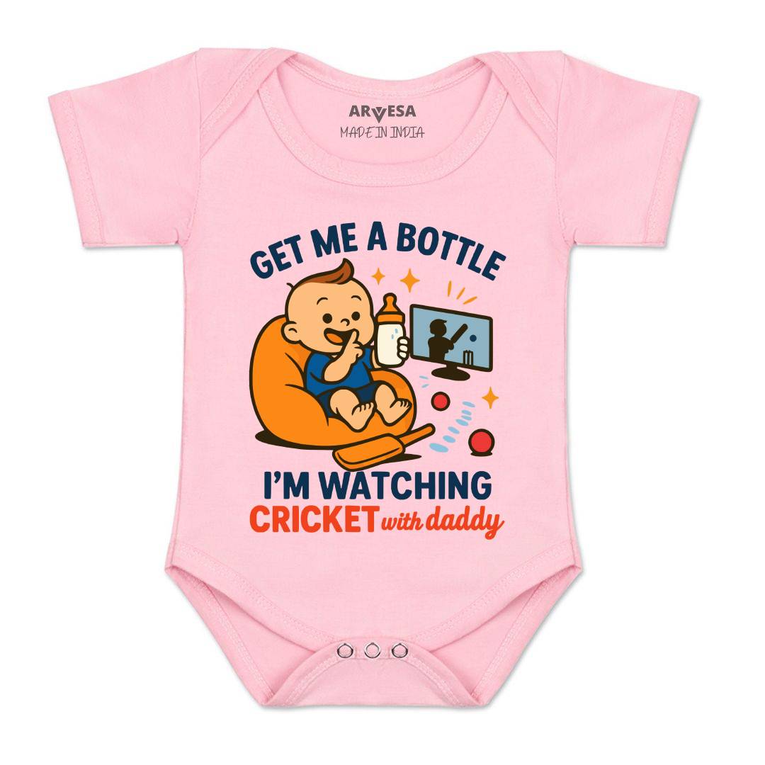 Arvesa I'm Watching Cricket With Daddy Baby Boy & Girl Dress