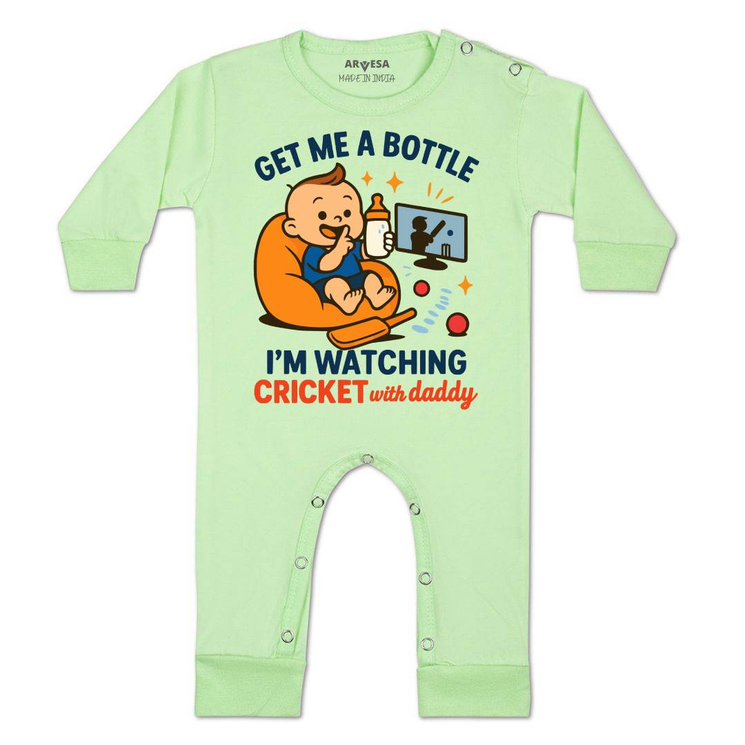 Arvesa I'm Watching Cricket With Daddy Baby Boy & Girl Dress