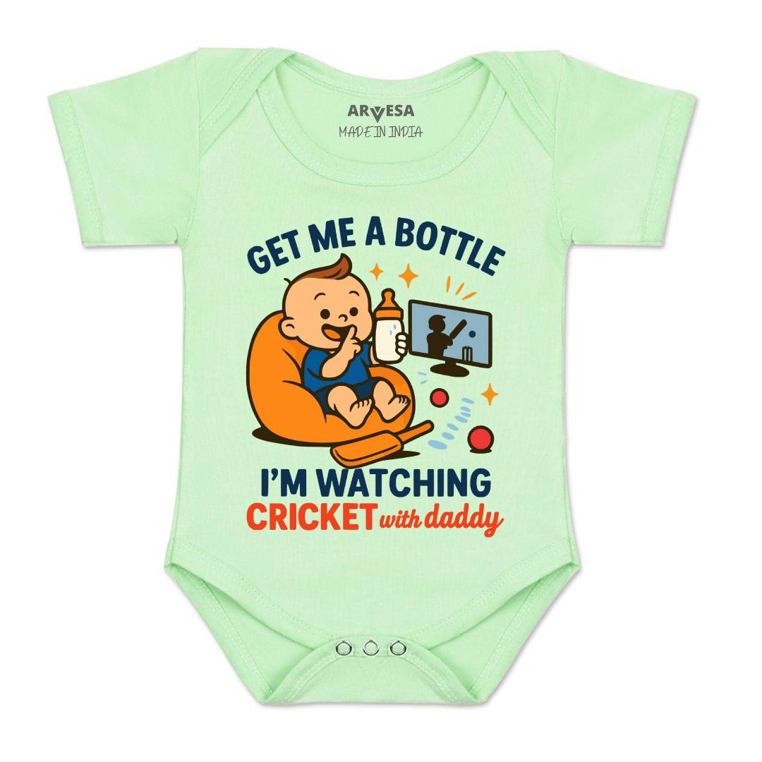 Arvesa I'm Watching Cricket With Daddy Baby Boy & Girl Dress