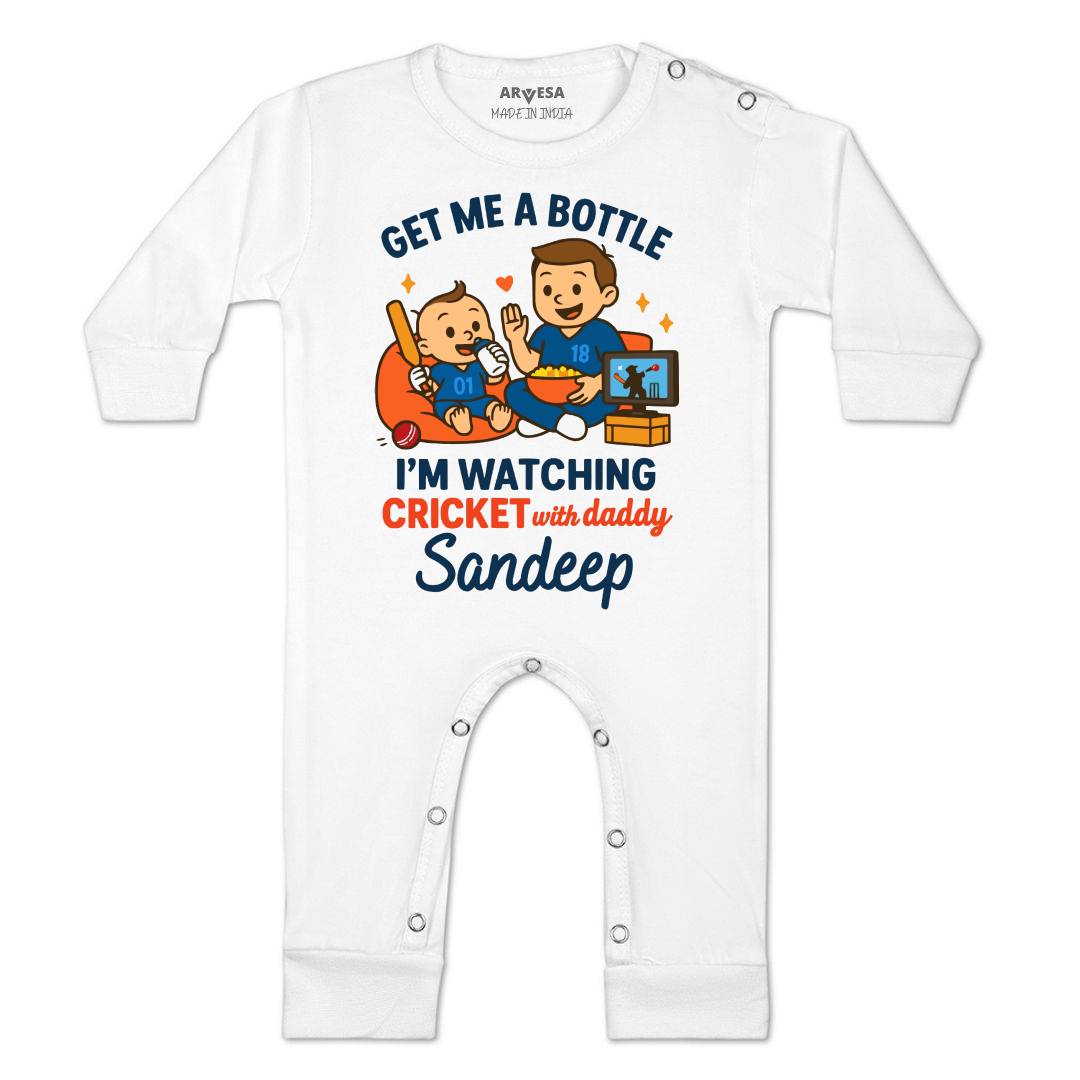 Arvesa I'm Watching Cricket With Daddy Baby Boy & Girl Dress