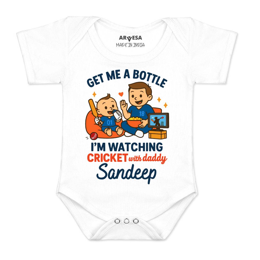 Arvesa I'm Watching Cricket With Daddy Baby Boy & Girl Dress