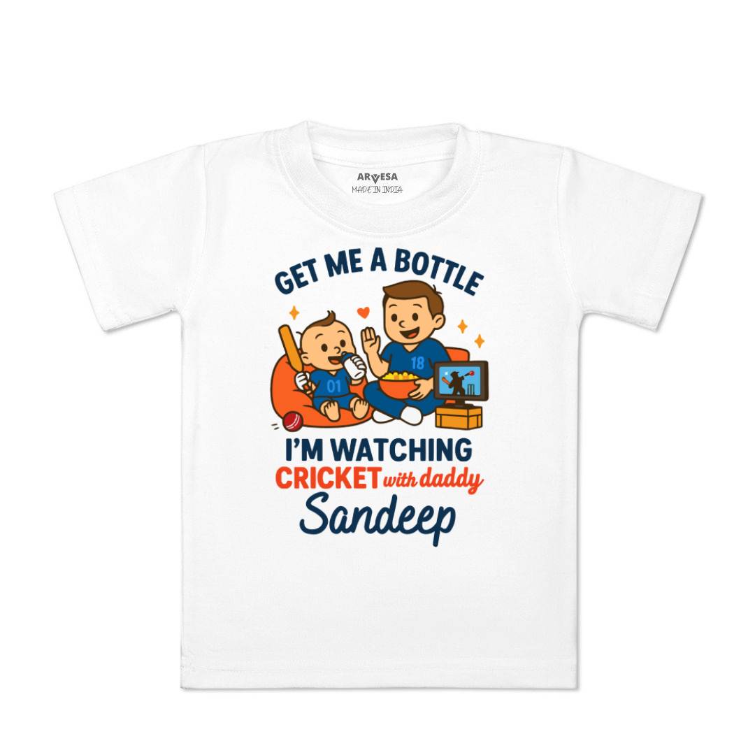 Arvesa I'm Watching Cricket With Daddy Baby Boy & Girl Dress