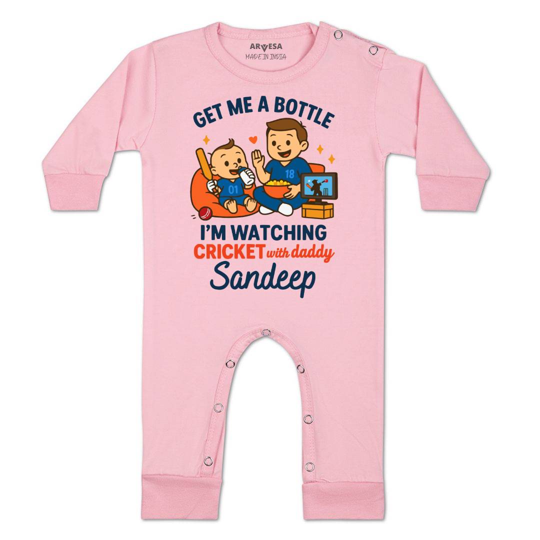 Arvesa I'm Watching Cricket With Daddy Baby Boy & Girl Dress