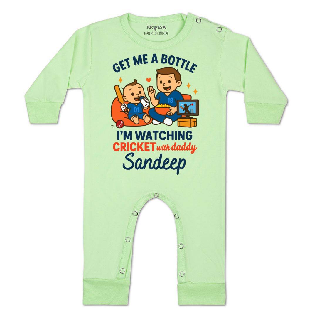 Arvesa I'm Watching Cricket With Daddy Baby Boy & Girl Dress