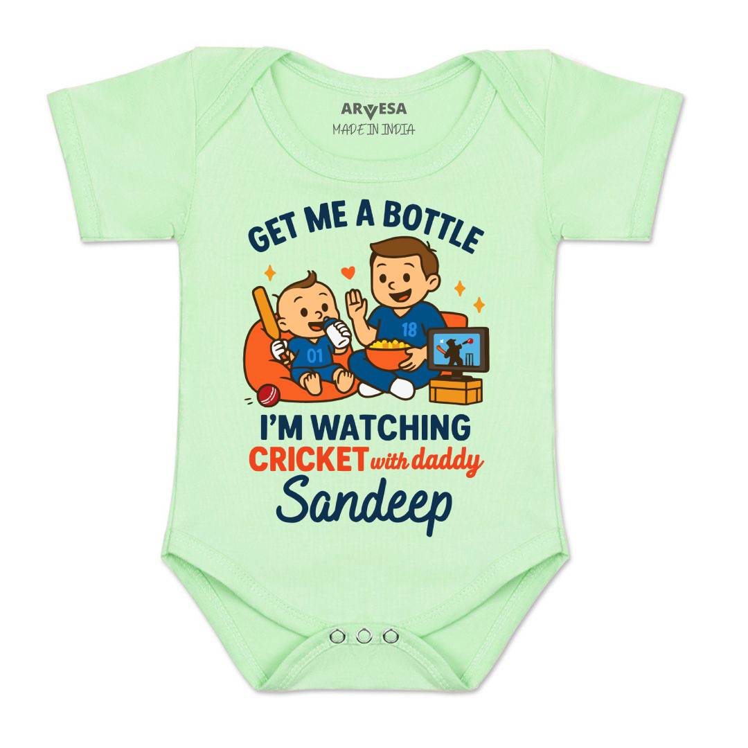 Arvesa I'm Watching Cricket With Daddy Baby Boy & Girl Dress