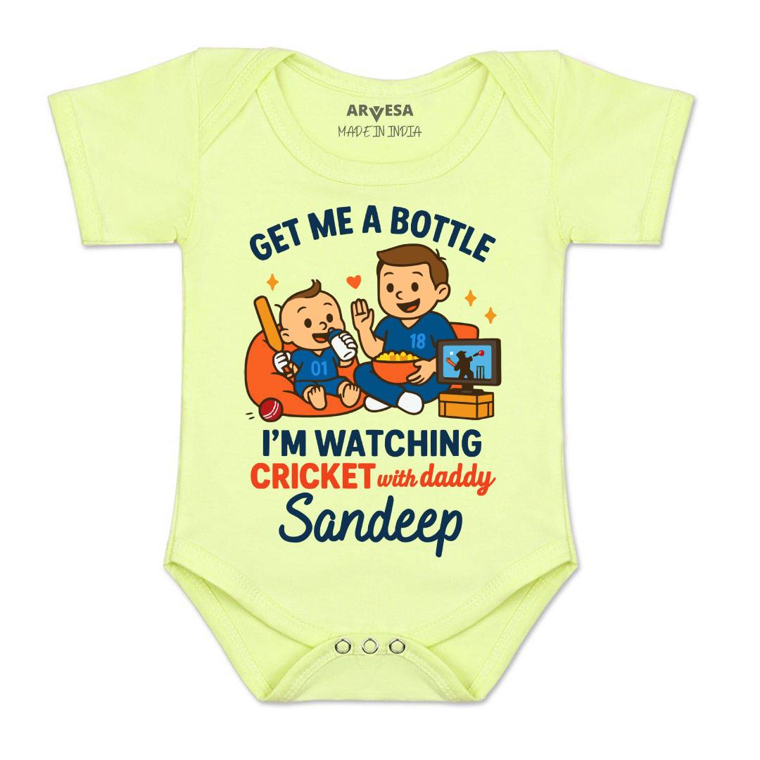 Arvesa I'm Watching Cricket With Daddy Baby Boy & Girl Dress
