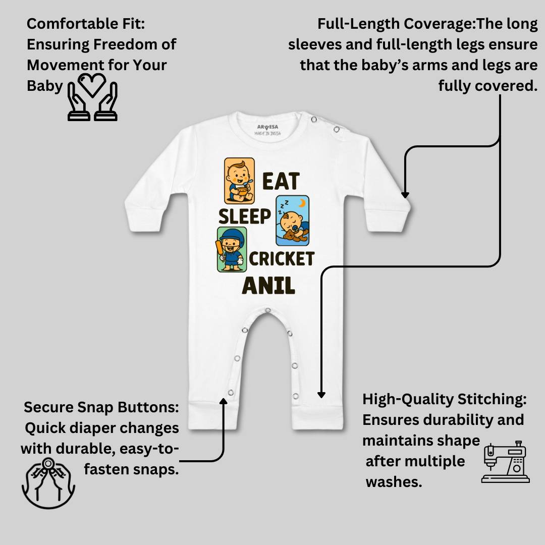 Arvesa Eat Sleep Cricket Baby Boy & Girl Dress