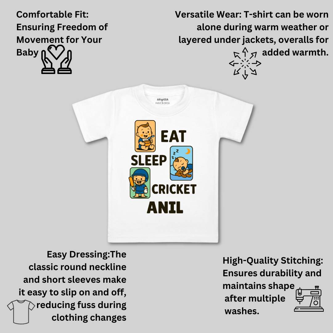 Arvesa Eat Sleep Cricket Baby Boy & Girl Dress