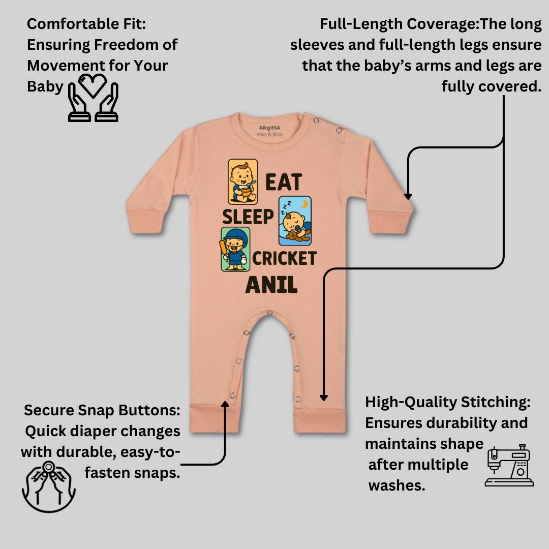 Arvesa Eat Sleep Cricket Baby Boy & Girl Dress