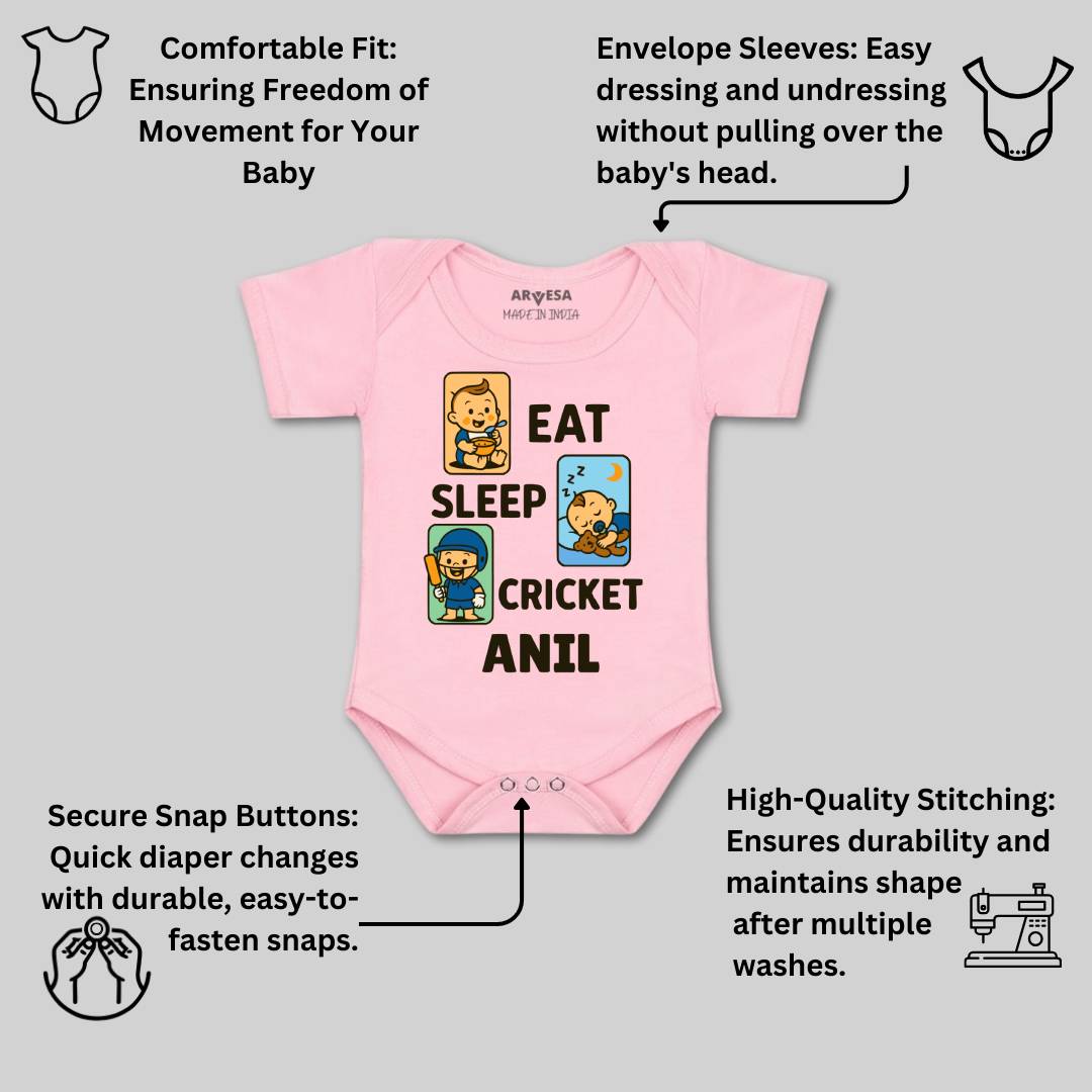 Arvesa Eat Sleep Cricket Baby Boy & Girl Dress